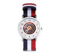 BullseyeTarget Bulls Eye Glitter Woven Strap Watch Multicolor Wristwatch Easy Reader Analog Watches for Men Women Birthday Gift