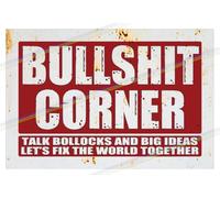 Bullshit Corner Funny Metal Bar Sign Retro Pub Plaque (27x18cm) Vintage Wall Decor Man Cave Garden Shed Accessories Novelty Gift UK Decor 30th 40th 50th 60th birthday