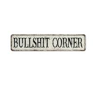 Bullshit Corner Personalized Metal Sign Farmhouse Laundry Signs Man Cave Decor Garage Signs for Bedroom Lounge Garage 4x18 Inch