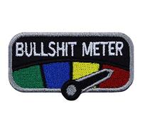 Bullshit Meter Iron on Patches with Sayings - Sew on Patch for Bikers, Rcokers, Pets, s, Fighters - Wildly Popular Cool Patches for Jackets, Jeans, Backpacks, Hats, Shirts - 60x32 mm