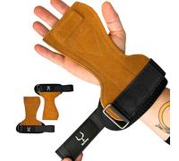 Bullstep - Hand Grips For Weight Lifting in Cowhide Leather | Crossfit grips for Men and Women | Wrist Straps Weightlifting | Lifting Hooks for Pull up Deadlift Bodybuilding