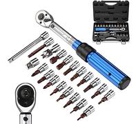 BULLTOOLS 1/4-inch Drive Click Torque Wrench Set Dual-Direction Adjustable 90-Tooth Torque Wrench with Buckle (20-200in.lb / 2.26-22.6Nm)