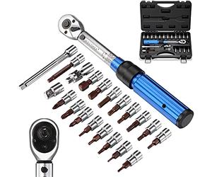 BULLTOOLS 1/4-inch Drive Click Torque Wrench Set Dual-Direction Adjustable 90-Tooth Torque Wrench with Buckle (20-200in.lb / 2.26-22.6Nm)