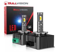 Bullvision D1S/R Headlight LED Bulbs, 6000K Cool White LED Lamps, 20000LM Brighter, 1:1 D1S Original Size , Plug and Play Installation for Cars