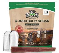 Bully Bark Naturals Bully Bark Natural 6" Bully Sticks - 10 Pack - Standard Grass-Fed Beef Chews For Medium and Large Dogs - Natural & Totalme Dental Treats