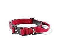 BullyBillows Dog Collar | 2.5cm Combat® Collar With Handle & Pressur Clip | Suitable For All Dog Breeds | Stainless Steel Dog Collar | Red | XSmall-Medium - 14-18" / 34-46cm