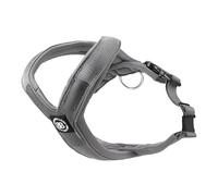 BullyBillows Slip-On Dog Harness - Foam Padded, Neoprene-Lined, Adjustable, Non-Restrictive Y-Shape with Reflective Strips & Stainless Steel D-Loop |Metal-Grey | Large