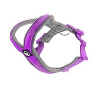 BullyBillows Slip-On Dog Harness - Foam Padded, Neoprene-Lined, Adjustable, Non-Restrictive Y-Shape with Reflective Strips & Stainless Steel D-Loop |Purple-Grey | X Large