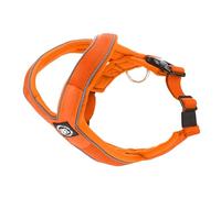BullyBillows Slip-On Dog Harness - Foam Padded, Neoprene-Lined, Adjustable, Non-Restrictive Y-Shape with Reflective Strips & Stainless Steel D-Loop |Orange | X Large