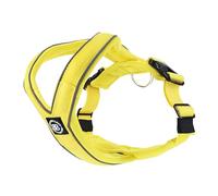 BullyBillows Slip-On Dog Harness - Foam Padded, Neoprene-Lined, Adjustable, Non-Restrictive Y-Shape with Reflective Strips & Stainless Steel D-Loop |Yellow | Small