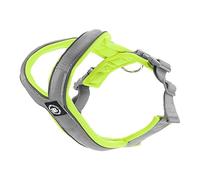 BullyBillows Slip-On Dog Harness - Foam Padded, Neoprene-Lined, Adjustable, Non-Restrictive Y-Shape with Reflective Strips & Stainless Steel D-Loop | Metal Grey - Neon | X Small