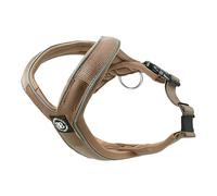 BullyBillows Slip-On Dog Harness - Foam Padded, Neoprene-Lined, Adjustable, Non-Restrictive Y-Shape with Reflective Strips & Stainless Steel D-Loop |Military-Tan | Medium-Large