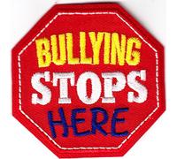 "BULLYING STOPS HERE" - Iron On Embroidered Patch /Words, Bullies