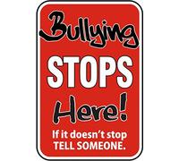 Bullying Stops Here Sign Warning Signs Tin Decor Sign 8"x12"