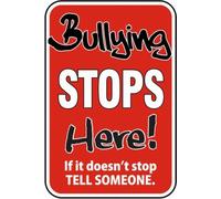Bullying Stops Here Sign Warning Signs Tin Decor Sign By Paboe 5.5x8 Inch