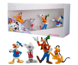 Bullyland 15150-100 Years Disney Anniversary Set with Mickey Mouse, Pluto, Goofy, Donald Duck, Ideal as a Small Gift for Children from 3 Years