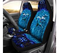 Bulopur Blue 3D Dolphin Flowers Car Seat Covers for Women Front Seat Protector Blanket Seat Covers, 2 Piece Universal Fits
