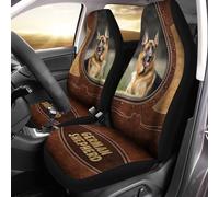 Bulopur Leather Design German Shepherd Front Car Seat Covers, Car Seat Protector for Women Girls, Auto Seat Covers Set of 2, Fit Most Vehicle, Cars, Sedan, Truck, SUV, Van