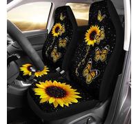 Bulopur Sunflower with Monarch Butterfly Automotive Seat Cover, 2Pcs Car Accessories with Front Drive Seat Cover Universal, Protect Accessories for Women Men