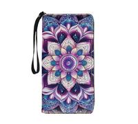 Bulopur Women Printed Zip Around Long Wallet PU Phone Clutch Travel Card Case Wallet Holder Purse, Boho Mandala Flower