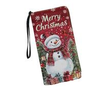 Bulopur Women Printed Zip Around Long Wallet PU Phone Clutch Travel Card Case Wallet Holder Purse, Merry Christmas Snowman