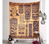 BULOR Tiki Masks Hawaiian Aloha Totem Tapestry Wall Hangings Tribal Sculpture Polynesian Maya Tapestry For Kids Student Bedroom Living Room Dorm Man Cave Background 40x60inch