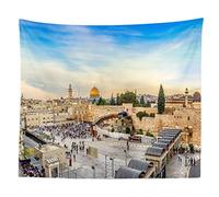 BULOR Western Wall Tapestry, Jerusalem City Israel Wall Hangings for Decoration, Judaism Event Décor for Bedroom Living Room Dorm Décor 80X60 Inches