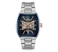 Bulova Gents Maquina Blue Dial Skeleton Stainless Steel Automatic Watch