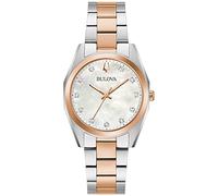 Bulova 98P207 Women's Two Tone Quartz Watch with Pearl Dial and Pink Strap, Bracelet