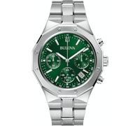 Bulova Watch 96B409 Men's Date Chronograph Bracelet – Silver/Green
