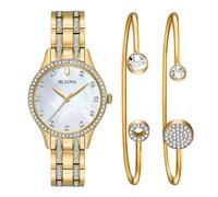 Bulova Classic Crystal Women's Gold Tone Bracelet & Watch Gift Set