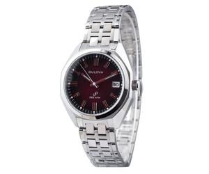 Bulova Classic Red Dial Quartz Casual Stainless Steel 30M Men's Watch 96B401