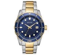 Bulova Classic Two-Tone Stainless Steel 3-Hand Date Calendar Quartz Blue Dial Style: 98A200