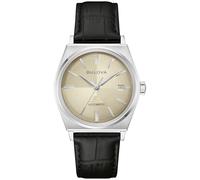Bulova Frank Sinatra Nothing But The Best Automatic Beige Dial Black Leather Strap Watch 37mm - 96B483