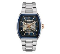 Bulova Gents Maquina Blue Dial Skeleton Stainless Steel Automatic Watch