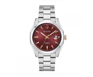 Bulova Gents Surveyor Burgundy Dial Stainless Steel Automatic Watch