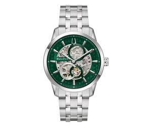 Bulova Gents Sutton Green Dial Stainless Steel Automatic Watch