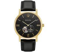 Bulova Ladies American Clipper Black Diamond Dial Leather Strap Watch 96P192