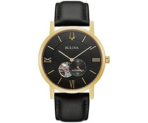 Bulova Ladies American Clipper Black Diamond Dial Leather Strap Watch 96P192