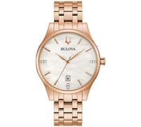 Bulova Ladies' Classic Diamond Dial Stainless Steel 3-Hand Calendar Date Quartz Watch, Rose Gold, Diamond