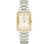 Bulova Ladies' Classic Diamond Two-Tone Stainless Steel 3-Hand Quartz Watch,White Dial Style: 98P209, Silver, Quartz Watch