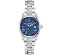 Bulova Ladies Classic Mini Wilton 3-Hand Quartz Silver Stainless Steel Watch, Day Date, 29mm
