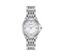 Bulova Ladies Classic Stainless Steel Mother Of Pearl Date Dial Bracelet Watch 96M151
