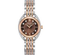 Ladies Bulova Quartz Diamonds Two-Tone Steel and Rose Plate Watch 98R230