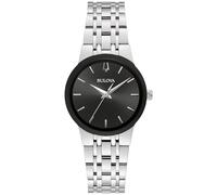Bulova Ladies' Modern Stainless Steel 3-Hand Quartz Watch, Black Dial Style: 96L299, Silver, Modern Quartz Silver-Tone Stainless Steel Bracelet