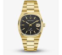 Bulova Ladies Super Seville Black Dial Gold Tone Bracelet Watch 97B246