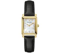 Bulova , Ladies Leather Watch, White Case, Black Band ,Multicolor female, Sizes: ONE SIZE