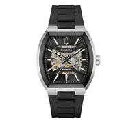 Bulova Maquina Men's 40mm Black and Silver-Tone Stainless Steel Rubber Strap Automatic Watch