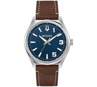 Bulova Men Analog Japanese Quartz Watch with Leather Strap 96A313