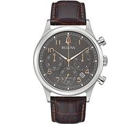 Bulova Men Analog Quartz Watch with Leather Strap 96B356